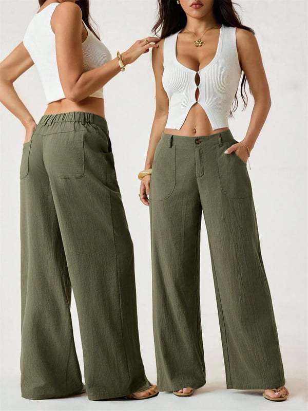 Women’s Linen Palazzo Pants with Pockets