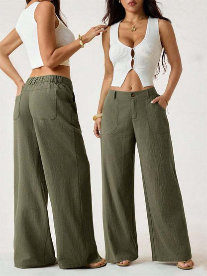 Women’s Linen Palazzo Pants with Pockets