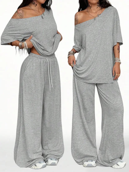 Women’s Relaxed Off-Shoulder 2-Piece Set