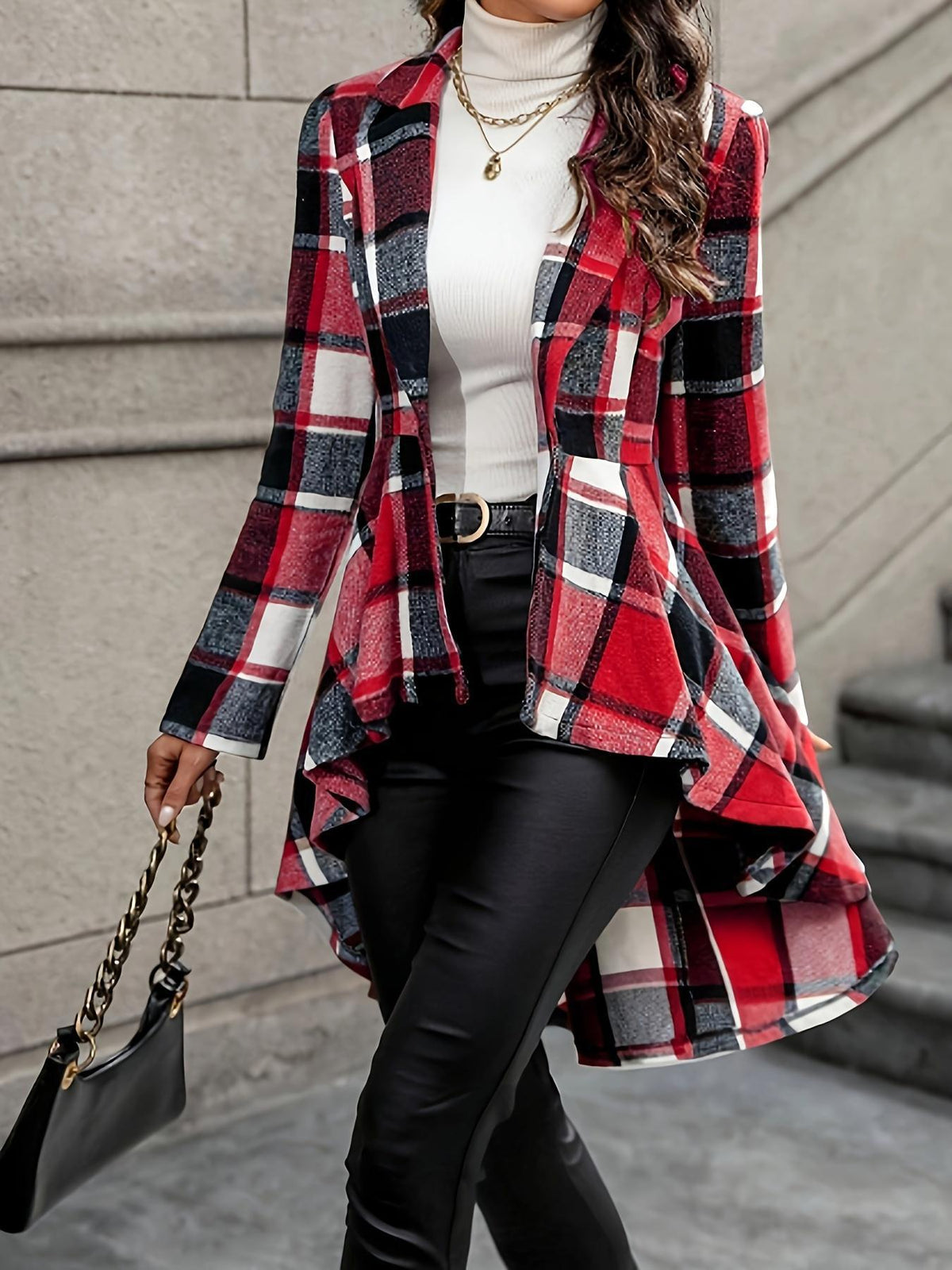 Women's Plaid High-Low Jacket