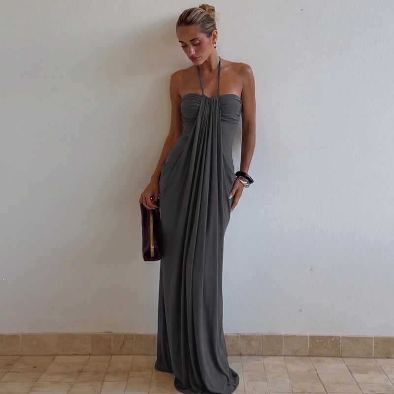 Convertible Halter Tie-Back Maxi Dress – Backless Resort & Evening Gown