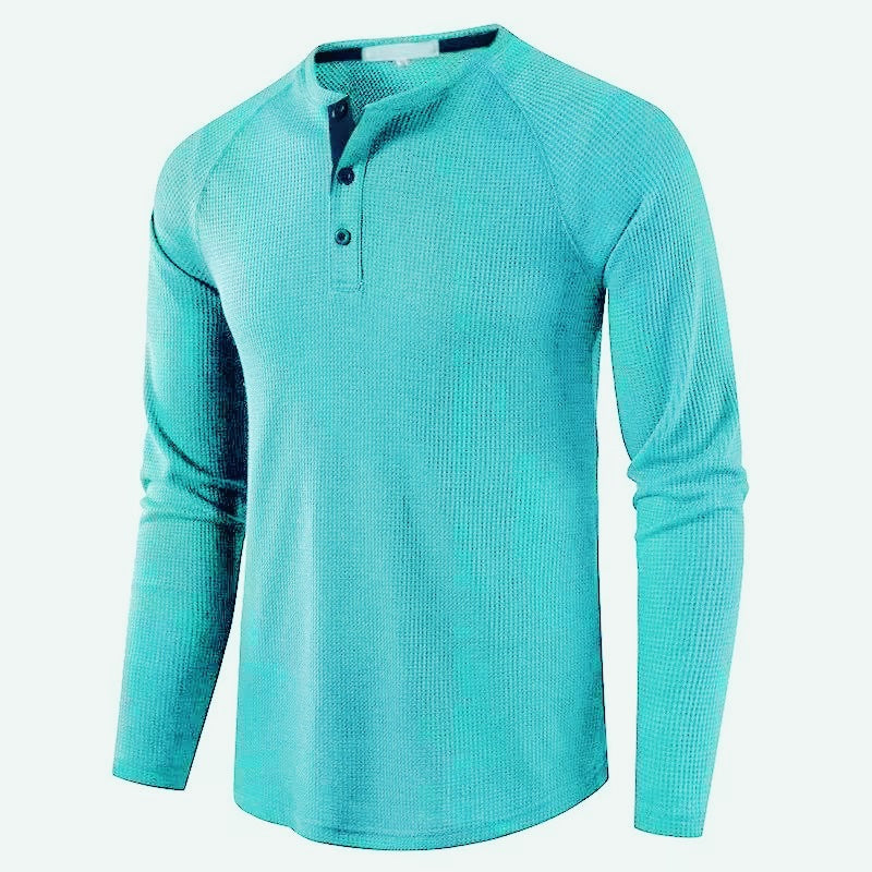 Men's Textured Henley Long Sleeve Shirt