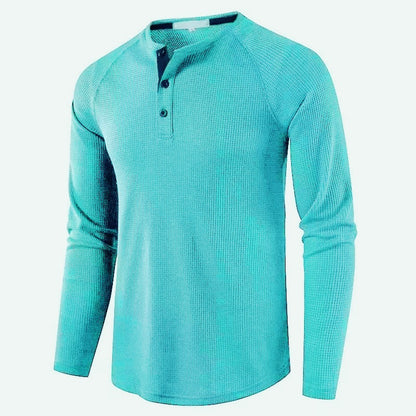 Men's Textured Henley Long Sleeve Shirt