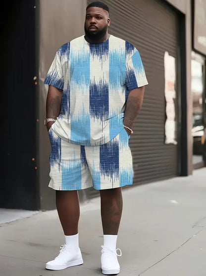 Men's Loose Geometric Print T-Shirt & Shorts Set