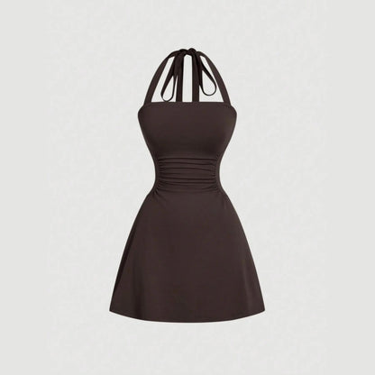 🤍Women’s Ruched Halter A-Line Dress