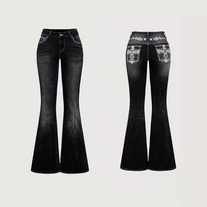 Women’s Stretch Embroidered Bell Bottom Jeans