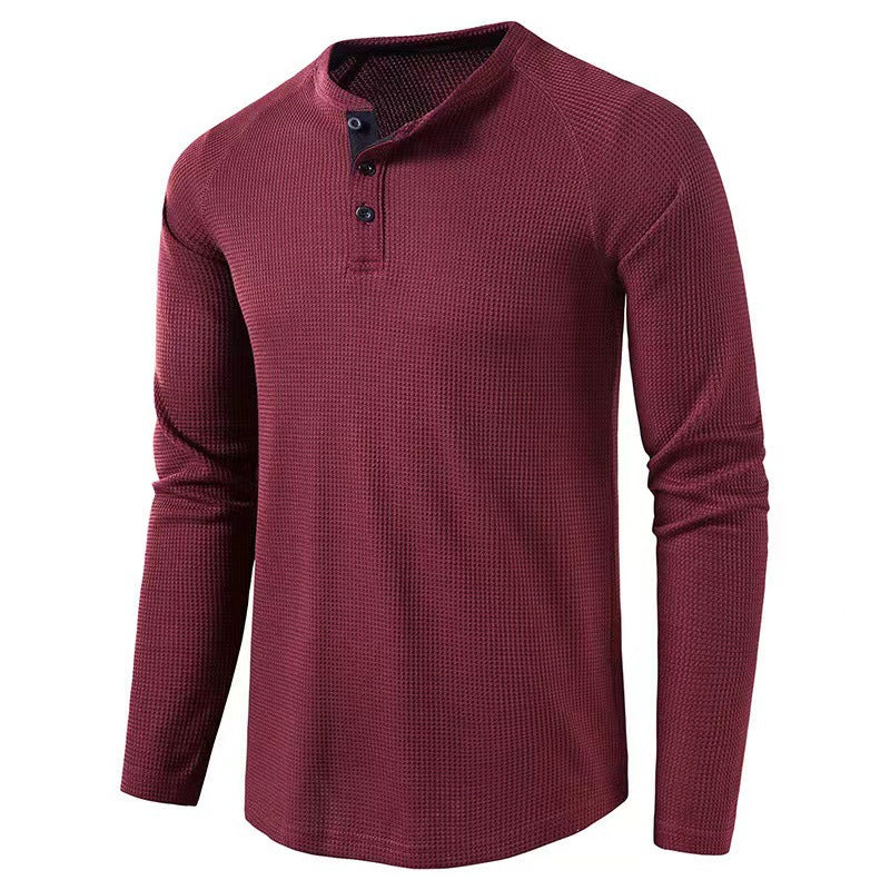 Men's Textured Henley Long Sleeve Shirt