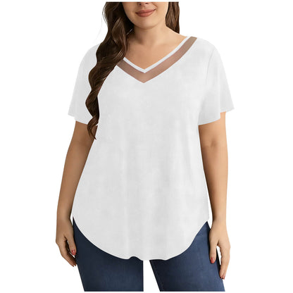Women's Plus Size  Lace Splicing Fashion T-Shirt