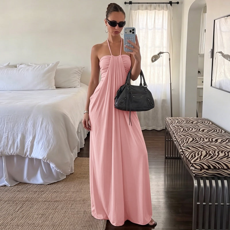 Convertible Halter Tie-Back Maxi Dress – Backless Resort & Evening Gown