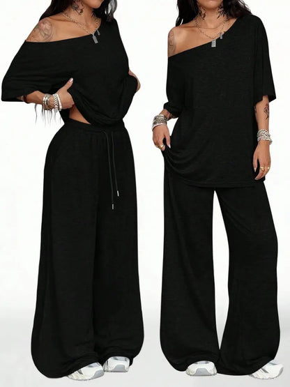 Women’s Relaxed Off-Shoulder 2-Piece Set