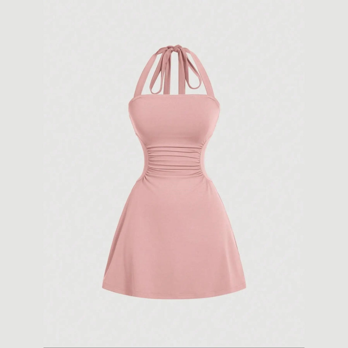 🤍Women’s Ruched Halter A-Line Dress
