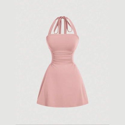 🤍Women’s Ruched Halter A-Line Dress