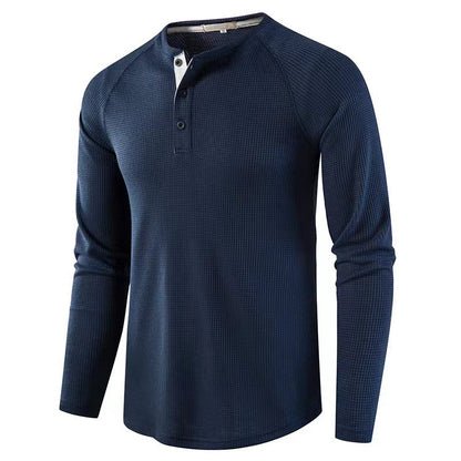 Men's Textured Henley Long Sleeve Shirt