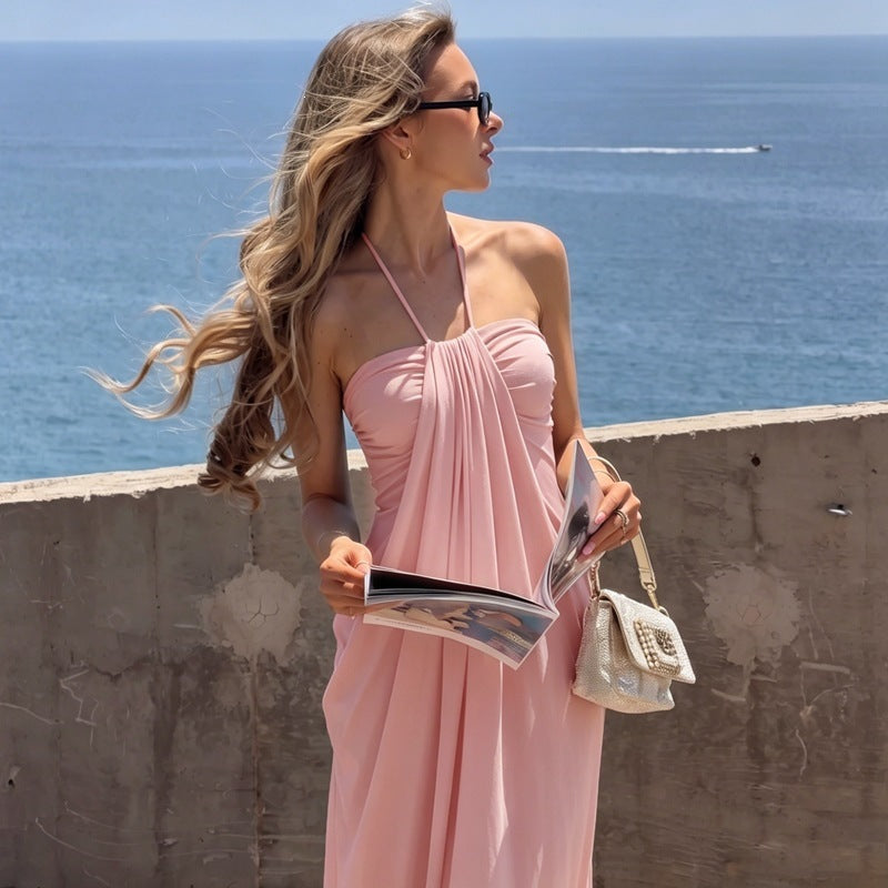 Convertible Halter Tie-Back Maxi Dress – Backless Resort & Evening Gown