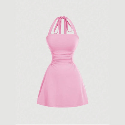 🤍Women’s Ruched Halter A-Line Dress