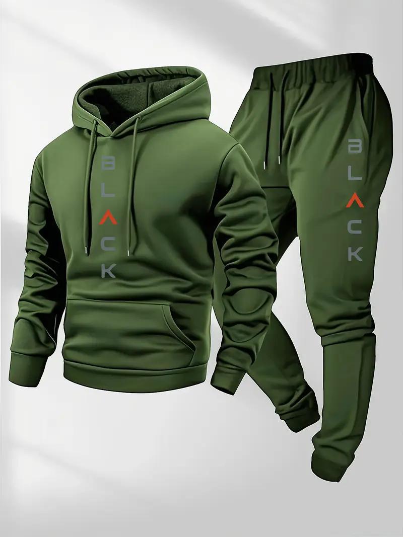 Men's Casual Athletic Hoodie & Jogger Pants 2-Piece Set