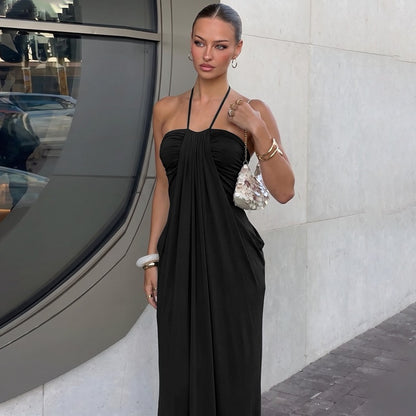 Convertible Halter Tie-Back Maxi Dress – Backless Resort & Evening Gown