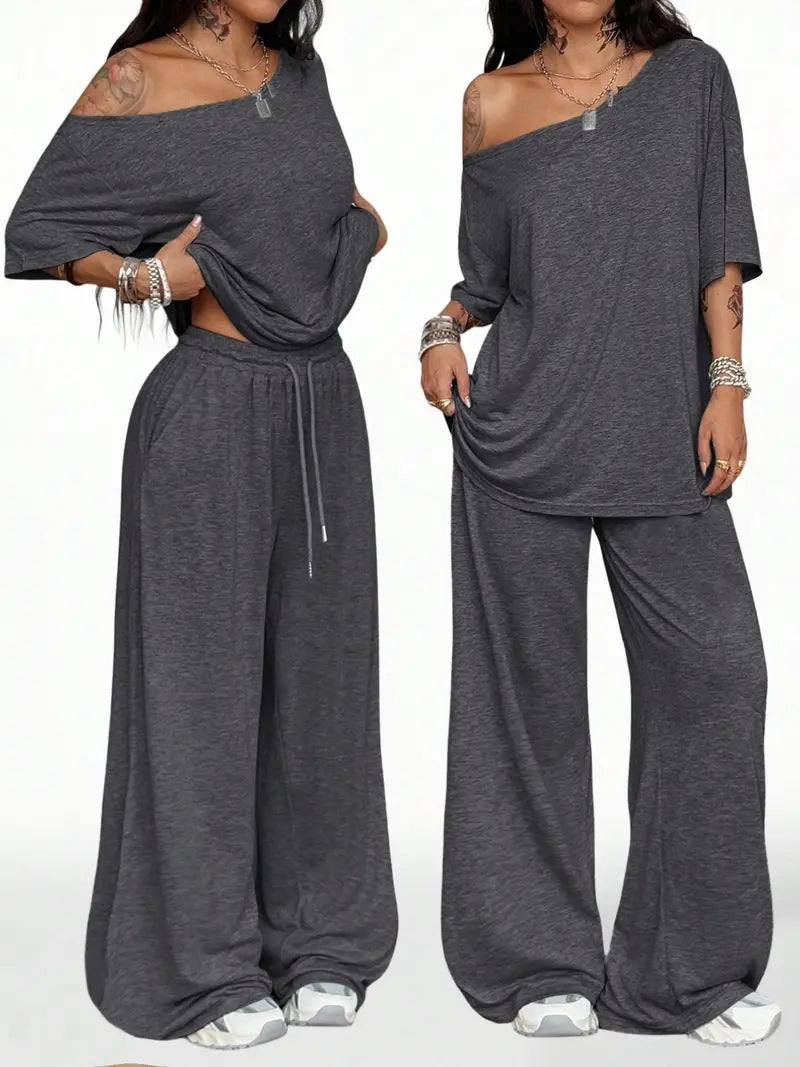 Women’s Relaxed Off-Shoulder 2-Piece Set