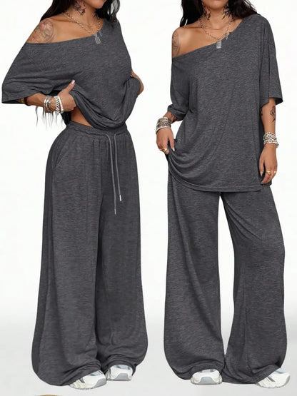 Women’s Relaxed Off-Shoulder 2-Piece Set