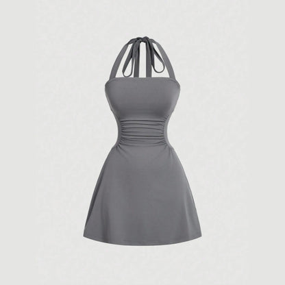 🤍Women’s Ruched Halter A-Line Dress
