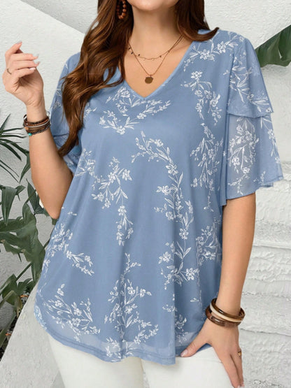Women's Plus Size Floral V-Neck Tunic