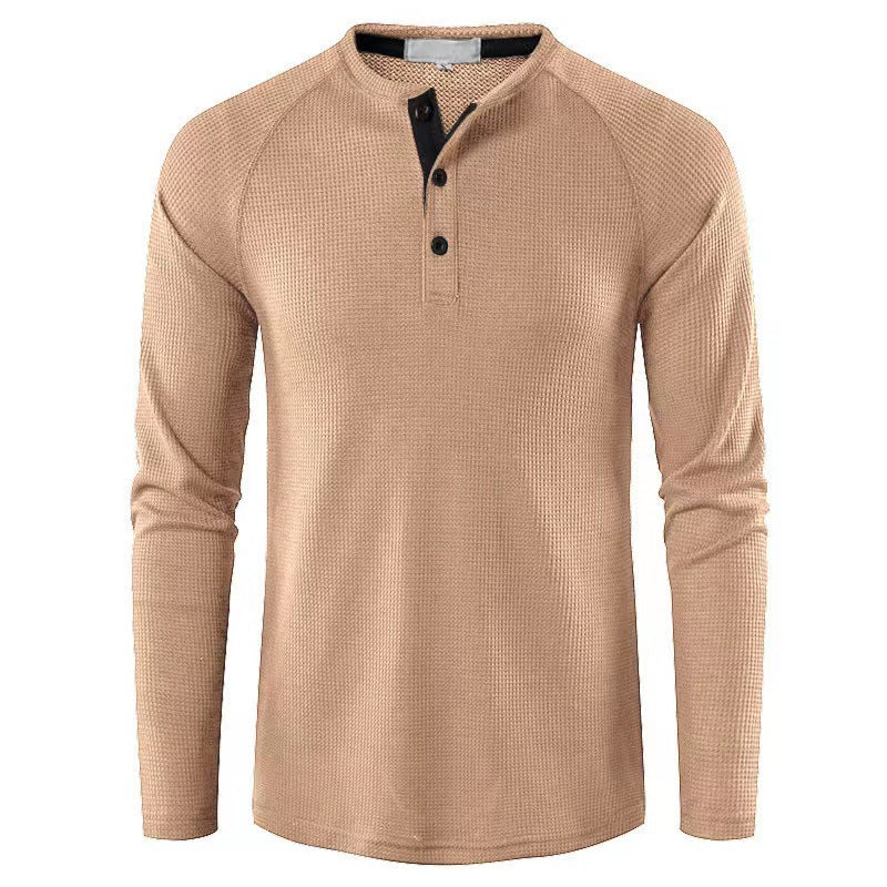 Men's Textured Henley Long Sleeve Shirt
