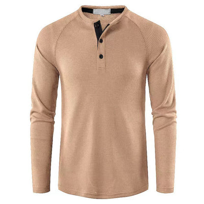 Men's Textured Henley Long Sleeve Shirt