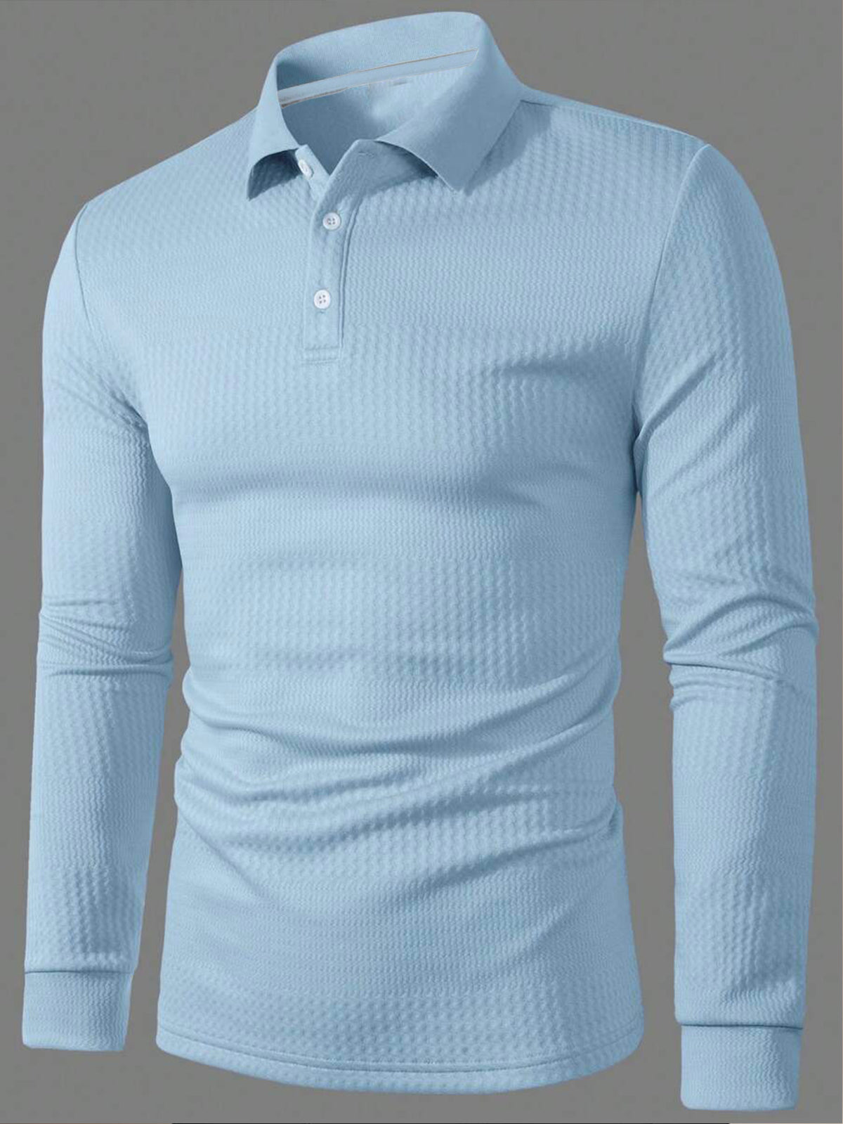 Men’s Old Money Textured Jacquard Long Sleeve Polo Shirt