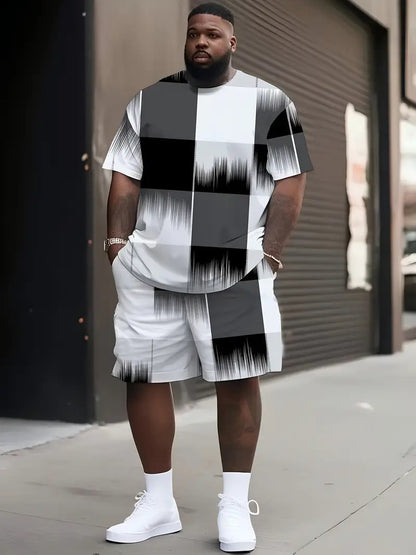 Men's Loose Geometric Print T-Shirt & Shorts Set