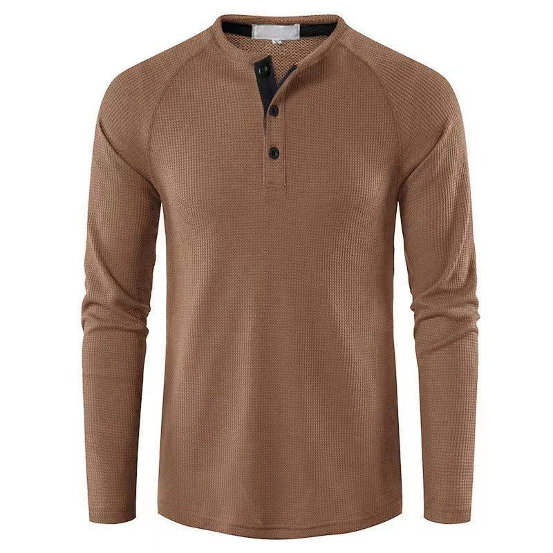 Men's Textured Henley Long Sleeve Shirt