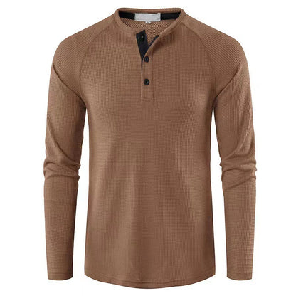 Men's Textured Henley Long Sleeve Shirt