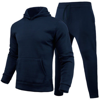 Men's Solid Color Casual Hoodie and Jogger Pants Set