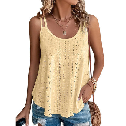 👚Chic Eyelet Spaghetti Strap Cami Top