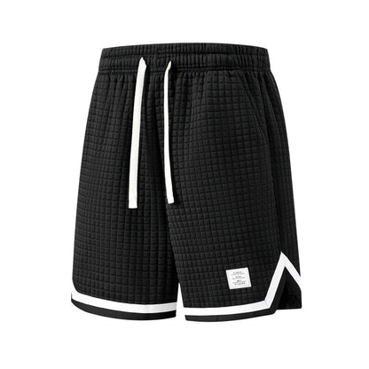 Men's Plus Size Waffle Grid Knit Shorts with Trim Detail
