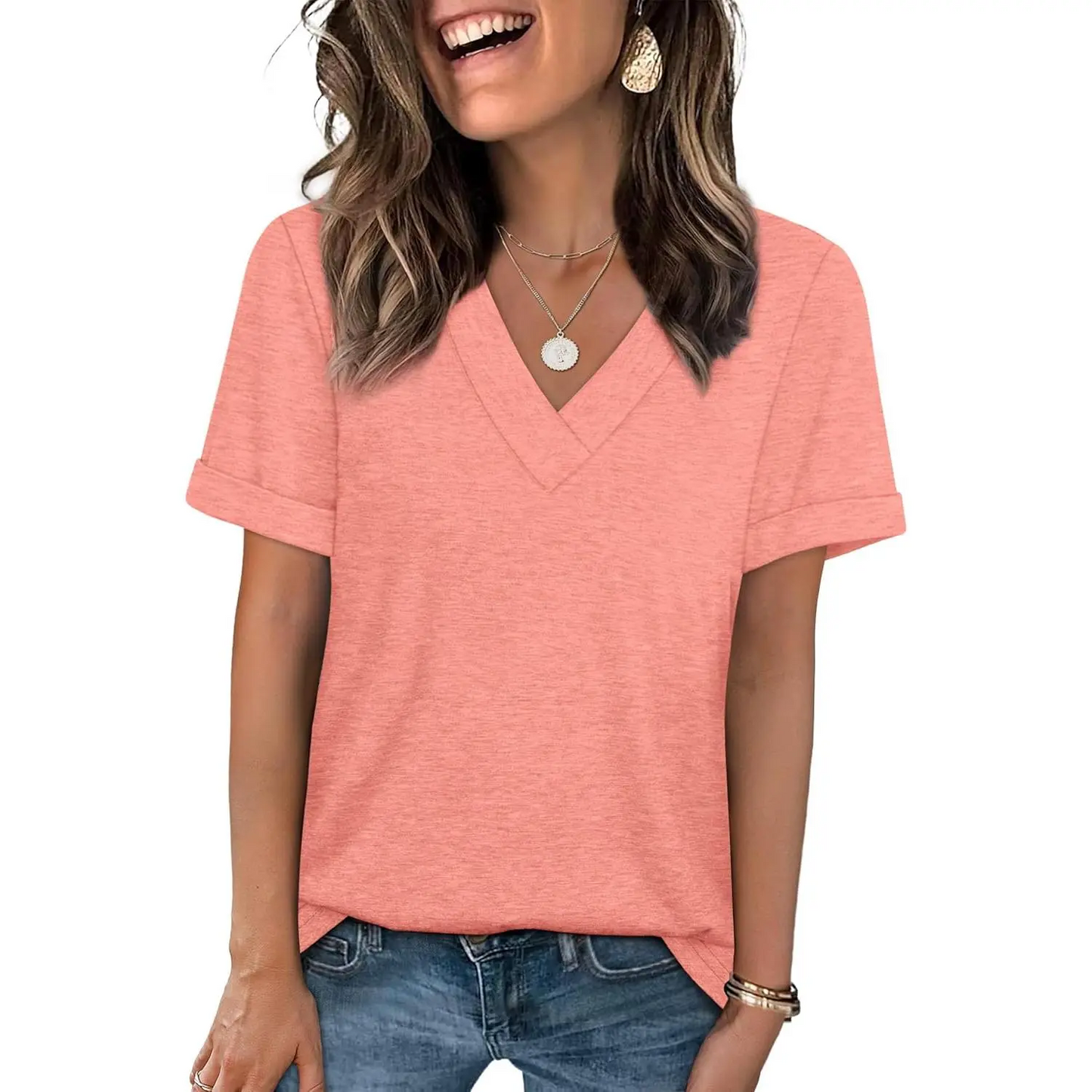 🌸 Women's Soft V Neck Tee for Everyday Comfort
