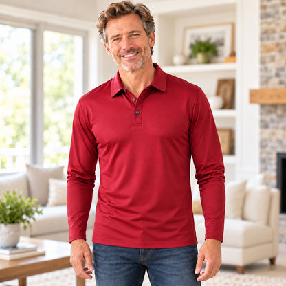 Men's Premium Stretch Long Sleeve Polo Shirt