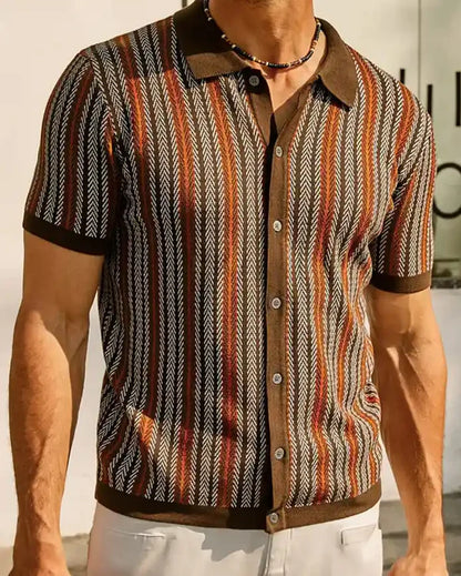 Men's Vintage Knit Polo Shirt | Casual Old Money Short Sleeve Golf Button Down