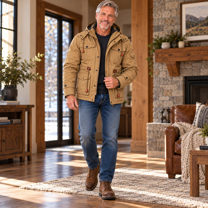 Men's Warm Fleece-Lined Hooded Utility Jacket