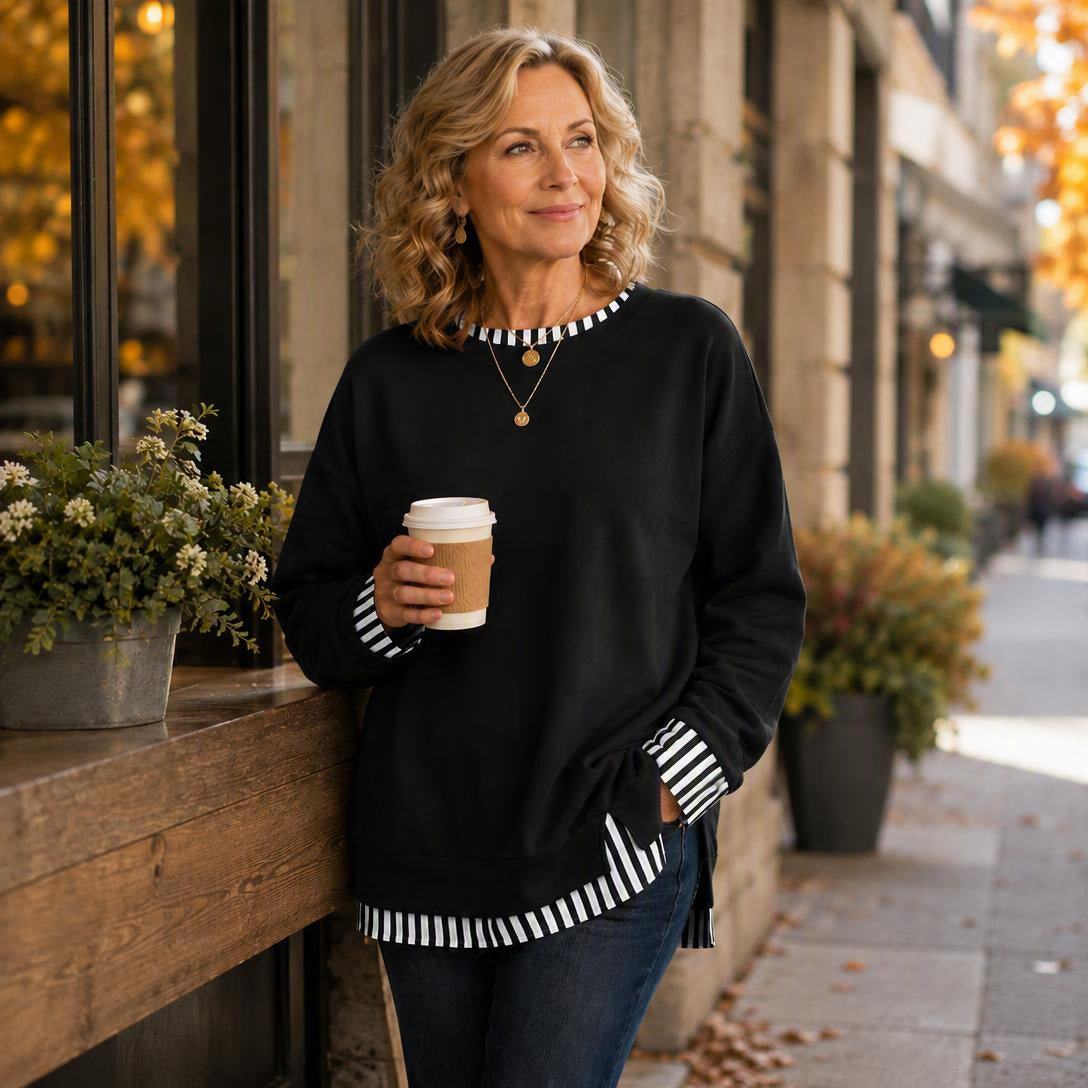 Women's Layered Patchwork Knit Sweater