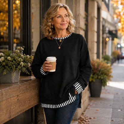 Women's Layered Patchwork Knit Sweater