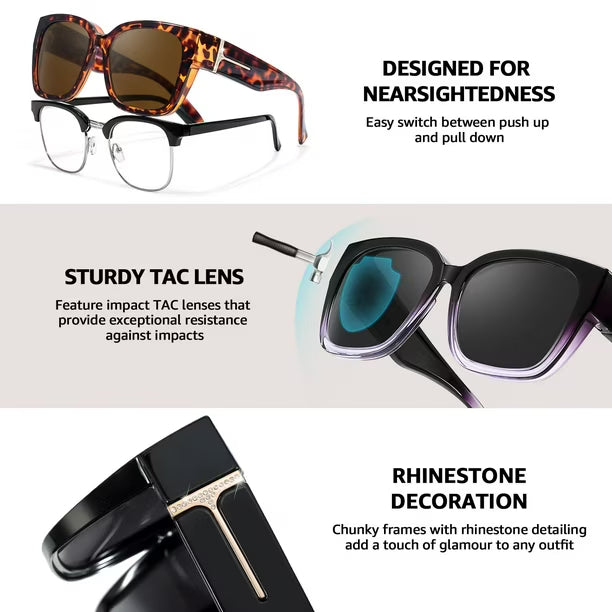 🔥Polarized Fit Over Sunglasses for Women🕶️ – UV400 Protection for Prescription Glasses ✨
