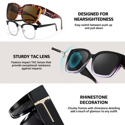 🔥Polarized Fit Over Sunglasses for Women🕶️ – UV400 Protection for Prescription Glasses ✨