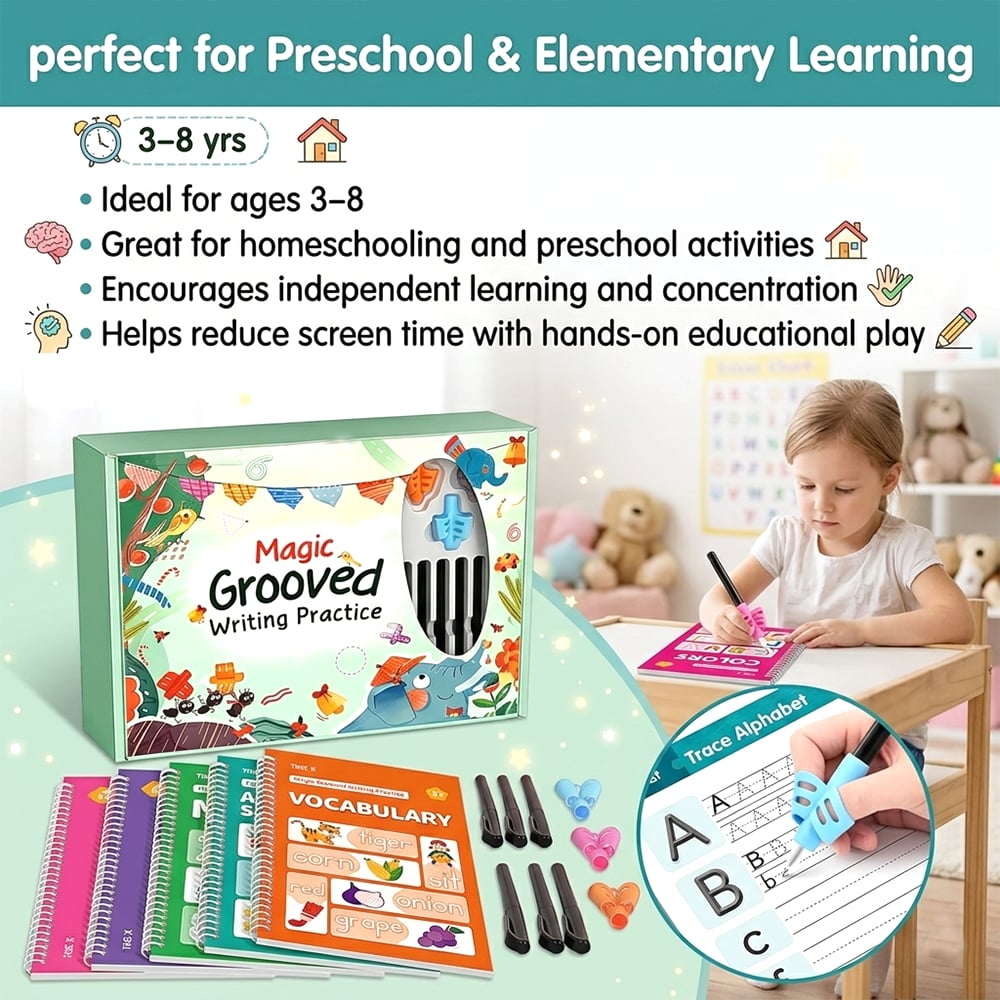 ✏️📚 Writing Workbook Set for Kids Ages 3–8
