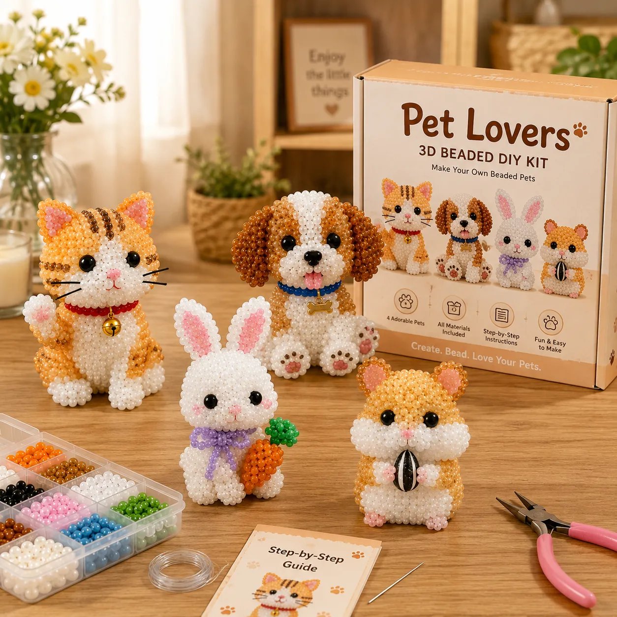 🔥Last Day 49% OFF -🧵✨Tiny 3D Beaded Animal DIY Kit