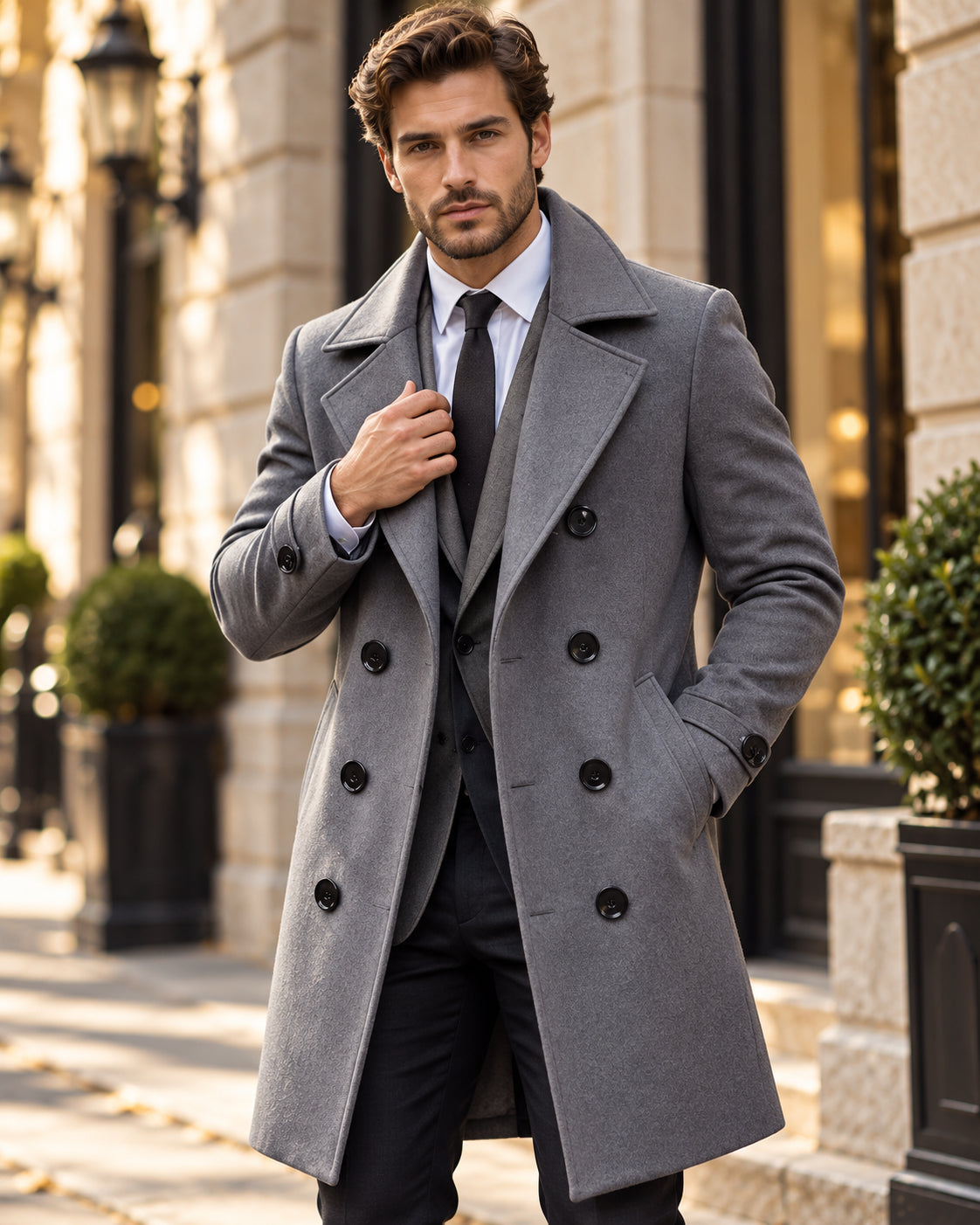 Men’s Classic Double-Breasted Trench Coat