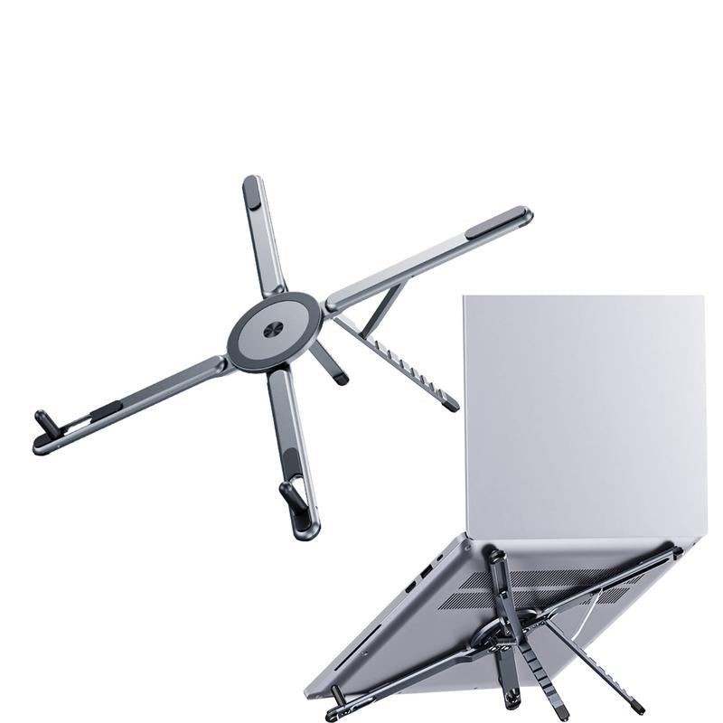 💻 Foldable Aluminum Laptop Stand – Built-in Magnetic Phone Holder, Portable for Laptops & Tablets