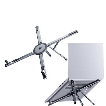 💻 Foldable Aluminum Laptop Stand – Built-in Magnetic Phone Holder, Portable for Laptops & Tablets