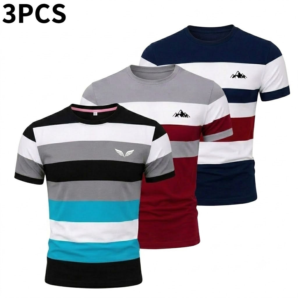 Men’s 3-Pack Color Block Slim Fit T-Shirts