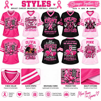 Women’s Pink Ribbon Breast Cancer Awareness Game Day Jersey Shirt