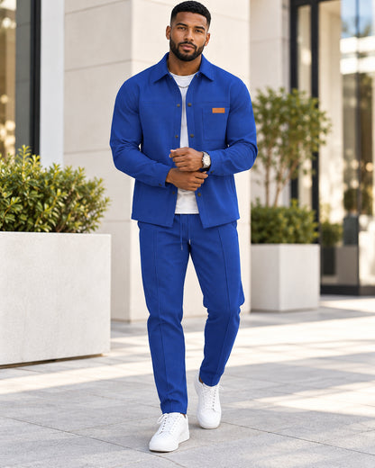 Men's Casual Utility Shirt Jacket & Pants Set